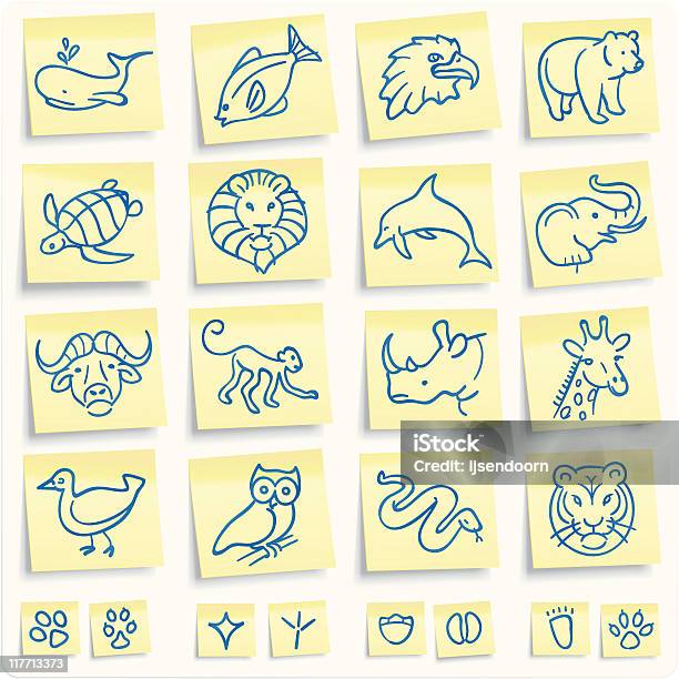 Postit Animal Icons Stock Illustration - Download Image Now - Rhinoceros, Vector, Adhesive Note