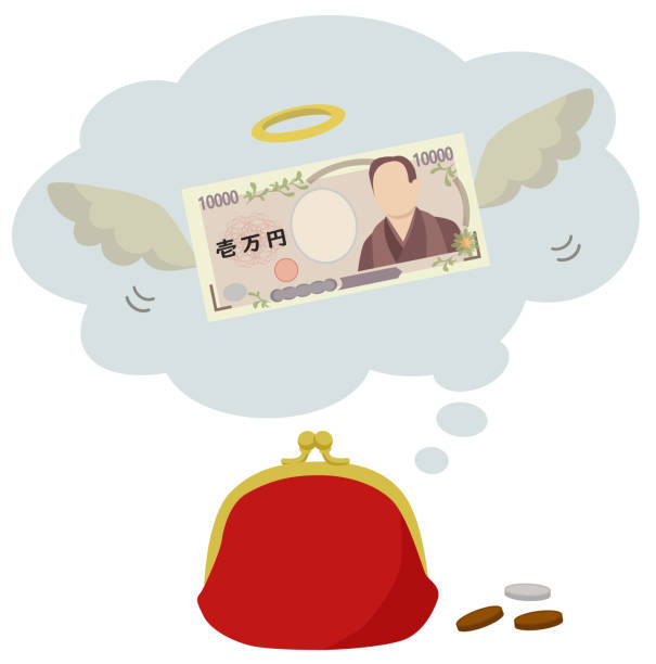 running out of money Japanese money wallet illustrations stock illustrations