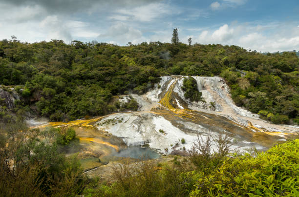 orakei korako geothermal park stock photo