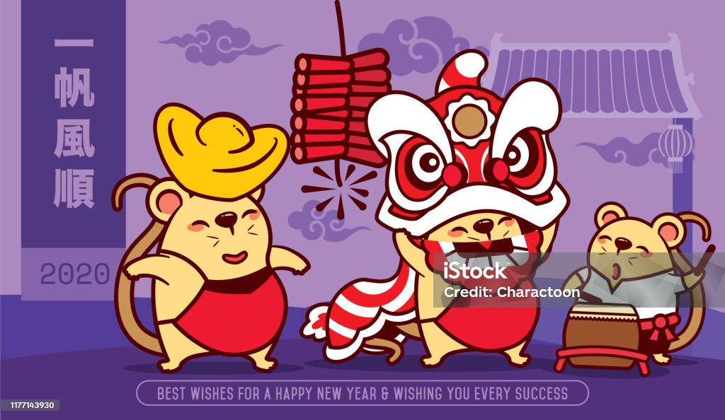 Vetores de Feliz Ano Novo 2020 Ano De Rat Ratos Bonitos Com Dança Do Leão E  Carregam Lingote Do Ouro No Fundo De Chinatown Tradução Desejandolhe Todo O  Sucessovetor e mais imagens