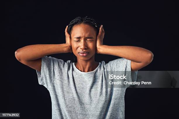 I Dont Want To Know Stock Photo - Download Image Now - Hands Covering Ears, Women, Noise