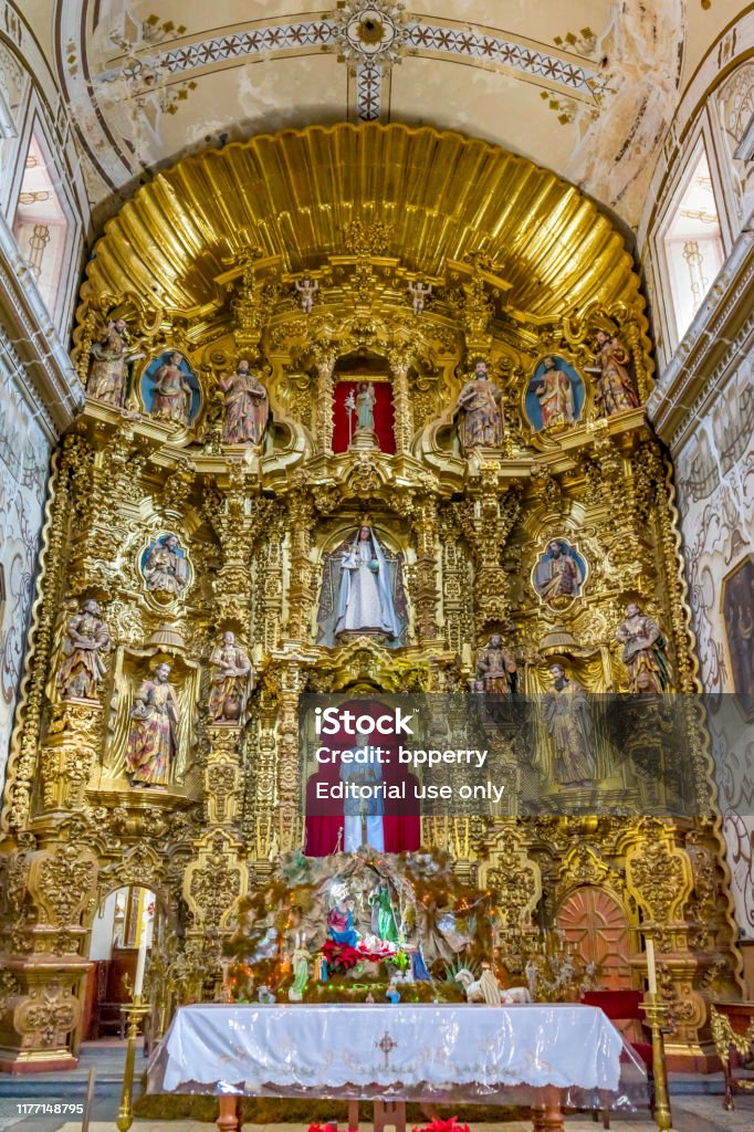 Basilica Golden Altarpiece Creche San Felipe Neri Church Oaxaca Mexico  Stock Photo - Download Image Now - iStock