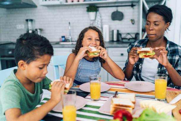 istock Mother and children eating sandwiches 1177154675