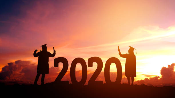 2020年新年シルエット若者の自由とハッピーニューイヤーコンセプト - year ストックフォトと画像