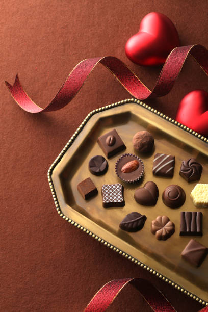A collection of Valentine chocolates with heart-shaped chocolate