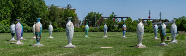 The vase henge on a lawn in Zanesville, Ohio.