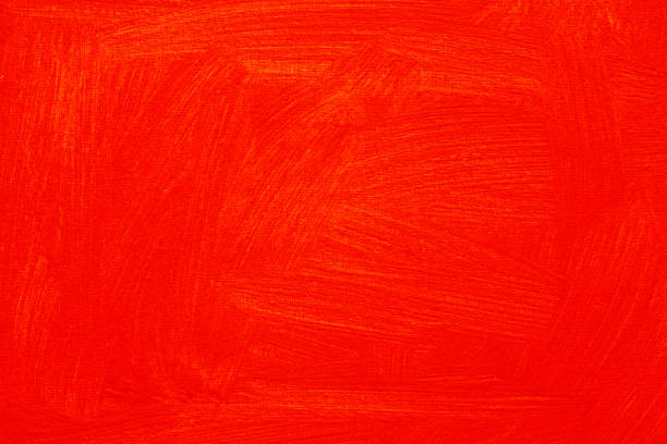 Abstract red orange painted full frame background, real oil painting on canvas by hand