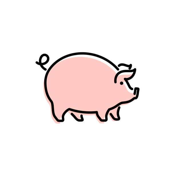 ilustraciones, imágenes clip art, dibujos animados e iconos de stock de diseño de icono de cerdo vectorial. - piggy bank savings pig currency