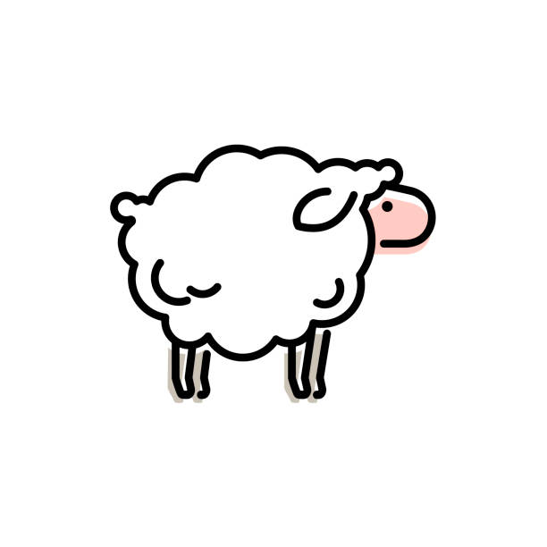 illustrations, cliparts, dessins animés et icônes de conception d'icône de mouton de vecteur. - lamb animal farm cute