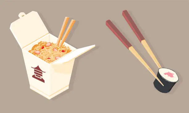 Vector illustration of Fast Food Chinese take out