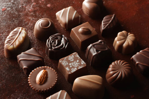 Image of chocolate placed on various backgrounds stock photo