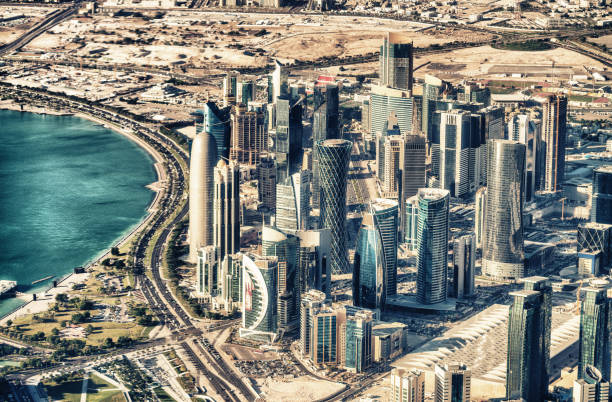 istock Aerial view of Doha skyline, Qatar 1177166629