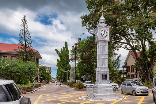The clock tower of Victoria town also known as Little Big Ben, Seychelles