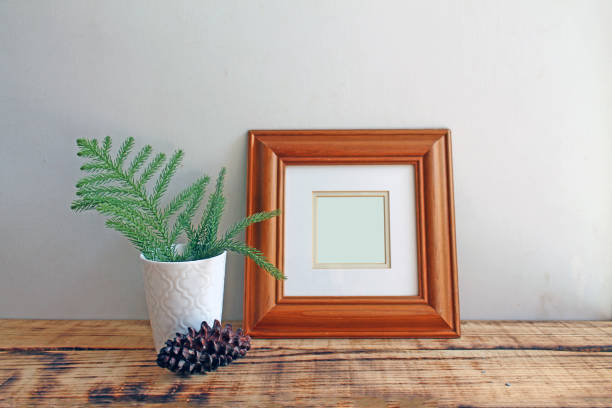 istock Wooden Frame Mockups with wooden background 1177167579