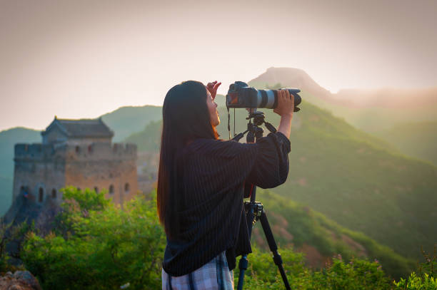 fotografka fotí. - úsvit soumrak fotky - stock snímky, obrázky a fotky