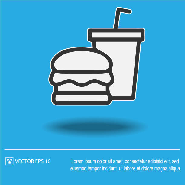 bildbanksillustrationer, clip art samt tecknat material och ikoner med burger och drick vektor ikonen eps 10. snabb mat symbol. - cafe buns eating