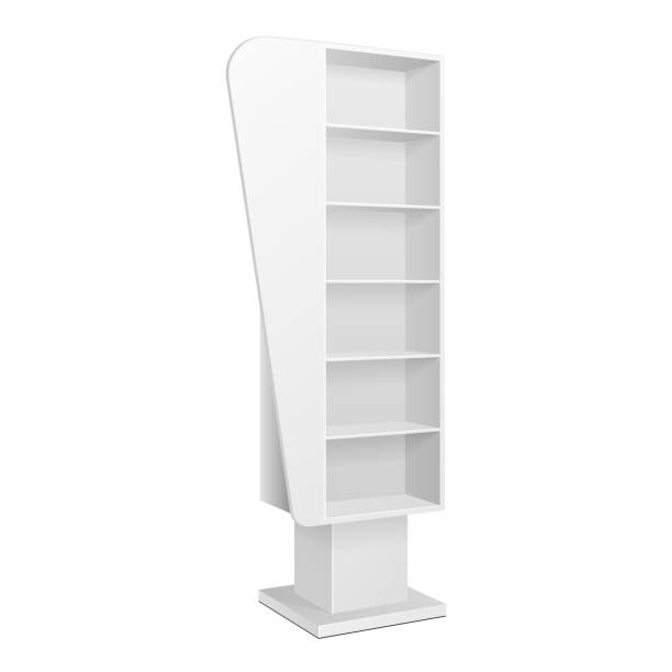 istock Cardboard Retail Shelves Floor Display Rack For Supermarket Blank Empty. Mock Up. 3D On White Background Isolated. Ready For Your Design. Product Advertising. Vector EPS10 1177172113