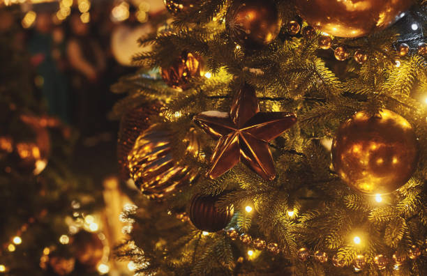 istock Christmas tree, decorated with light garland and toys 1177172132