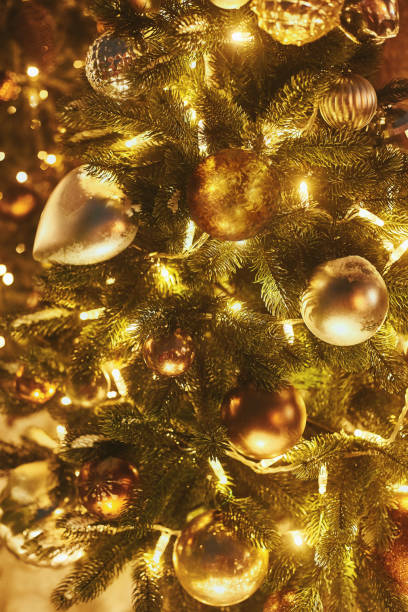 istock Christmas tree, decorated with light garland and toys 1177172194