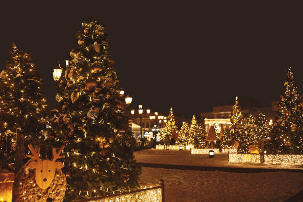 Moscow downtown decorated for winter holidays