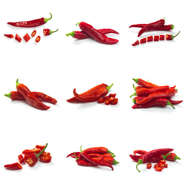 istock Set of red chili pepper isolate on white with clipping path 1177173146