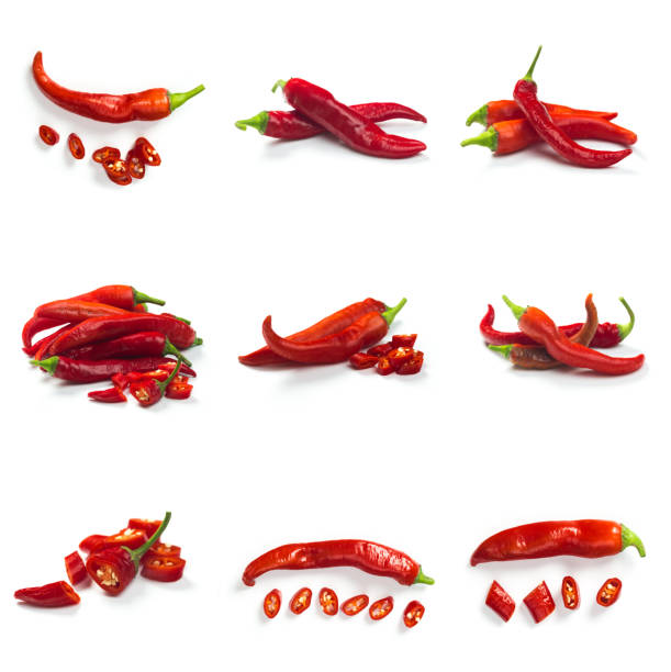 istock Set of red chili pepper isolate on white with clipping path 1177173179