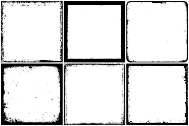 Vector illustration of Set of grunge square frames