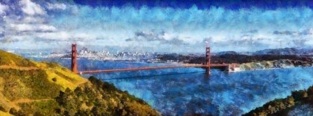 istock Golden Gate bridge San Francisco - Mixed digital technique 1177173745