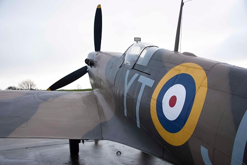 A Spitfire fighter plane at the Battle of Britain Memorial