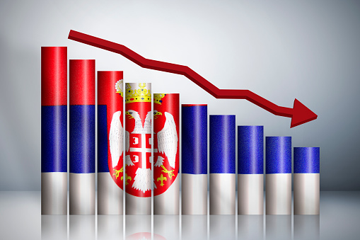 The graph down about Serbia Stock Photo