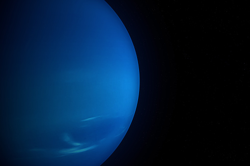 Digitally generated photograph of the planet Neptune.