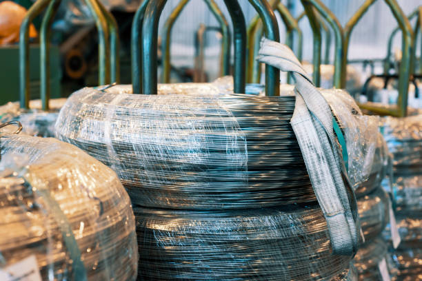 istock Industrial warehouse of cold rolled wire. The wire coils are stacked off the stack 1177176021