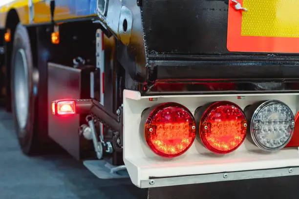Car trailer brake lights. Modern lighting equipment for road transport.