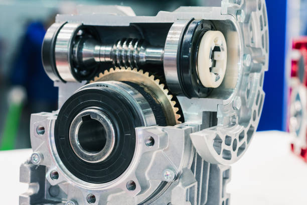 istock Mechanical worm gear, cross section. Close-up 1177176258