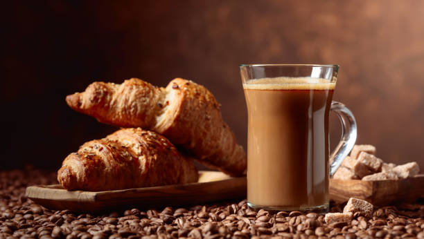 istock Coffee latte and croissant. 1177176433