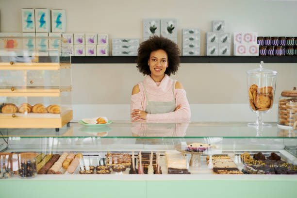 istock Woman posing in pastry shop. 1177177710
