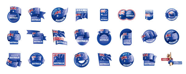 호주 국기, 흰색 배경에 벡터 그림입니다. - australian flag flag australia horizontal stock illustrations