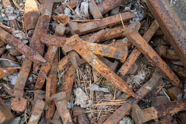 istock rusty railroad spikes on ground outdoors 1177178505