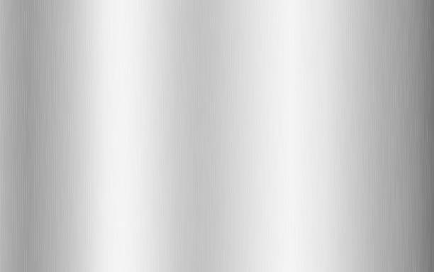ilustrações de stock, clip art, desenhos animados e ícones de silver metallic gradient with scratches. titan, steel, chrome, nickel foil surface texture effect. vector illustration - cinzento