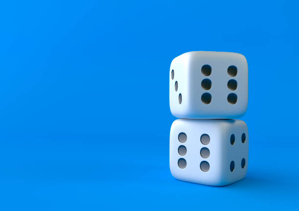 istock Cubes dices on blue background in pastel colors 1177185578