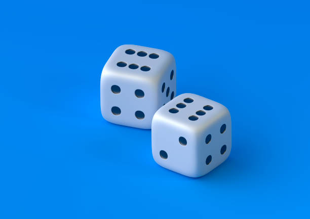 istock Cubes dices on blue background in pastel colors 1177185663