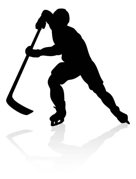 Vector illustration of Ice Hockey Player Silhouette