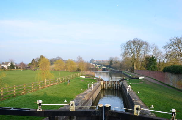 istock Landscape with a canal and few locks 1177188035