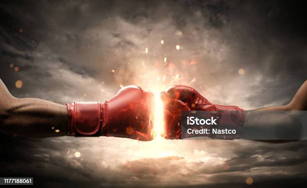 Conflict Concept Stock Photo - Download Image Now - Boxing - Sport, Boxing Glove, Fighting
