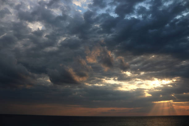 istock Dramatic stormy dark cloudy sky over sea 1177188446