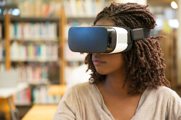 istock African American student girl using VR glasses for work 1177190030