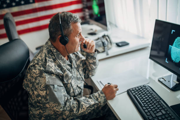 istock Mature man US soldier in headquarters office 1177200255
