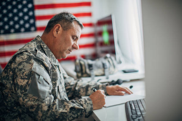 istock Mature US soldier in headquarters 1177200725