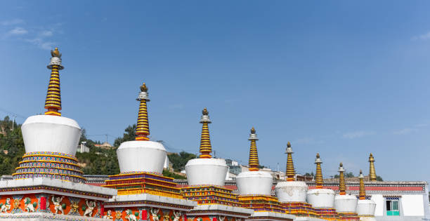 istock eight white pagoda in qinghai kumbum monastery 1177210309