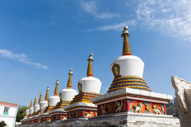 istock eight merits stupas against a blue sky in kumbum monastery 1177210394